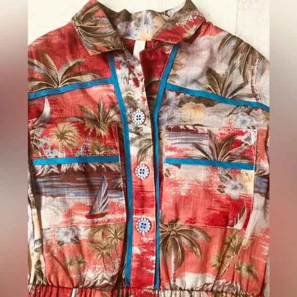 NWOT Zimmermann Red Palm Style Alight Pocket Detail  Kids Playsuit. Size 2T - Picture 10 of 10